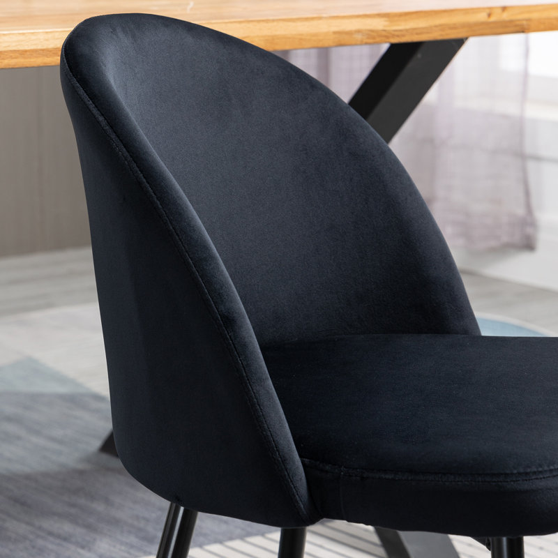 Chaise d'appoint rembourrée en velours noir Doop, Noir, noir, noir, noir