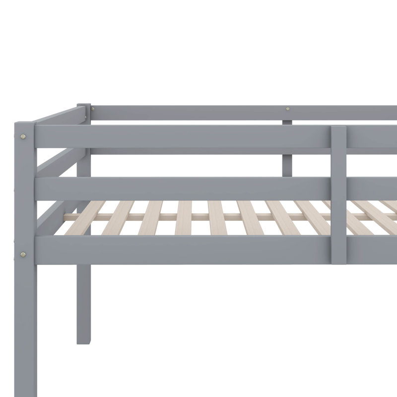 Lit mezzanine compact pleine grandeur avec marches, Gris