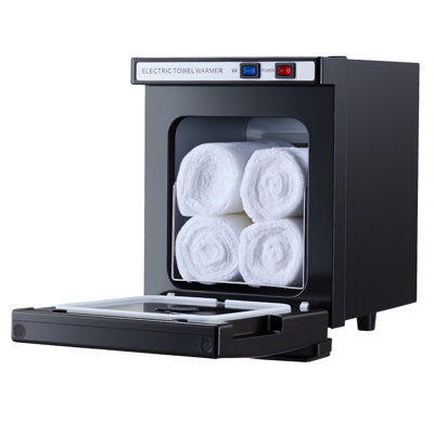 Hot Towel Warmer, 1.1 gal Small Towel Warmer Cabinet with Clip & Stainless Steel Rack, Holds up 8-12 Towels, Portable All-Round Heating Cabinet for Spa, Barber, Manicures, Massage, Salon, Black