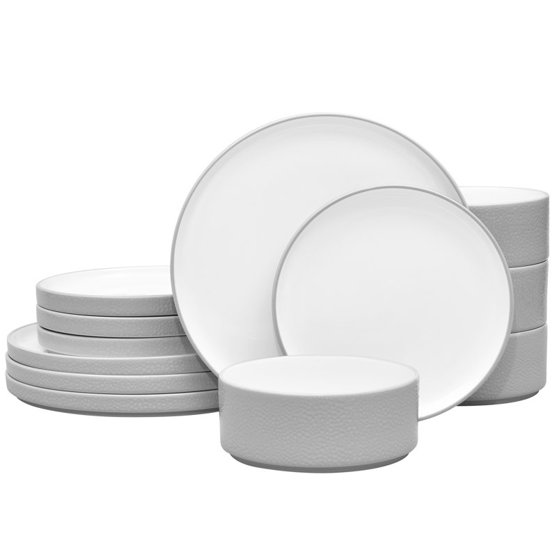 Noritake Colortex Stone 12-Piece Dinnerware Set, Service for 4, Gray