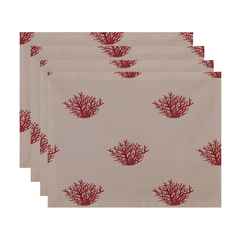Ensemble de napperons 4 pièces Abby, Taupe / corail