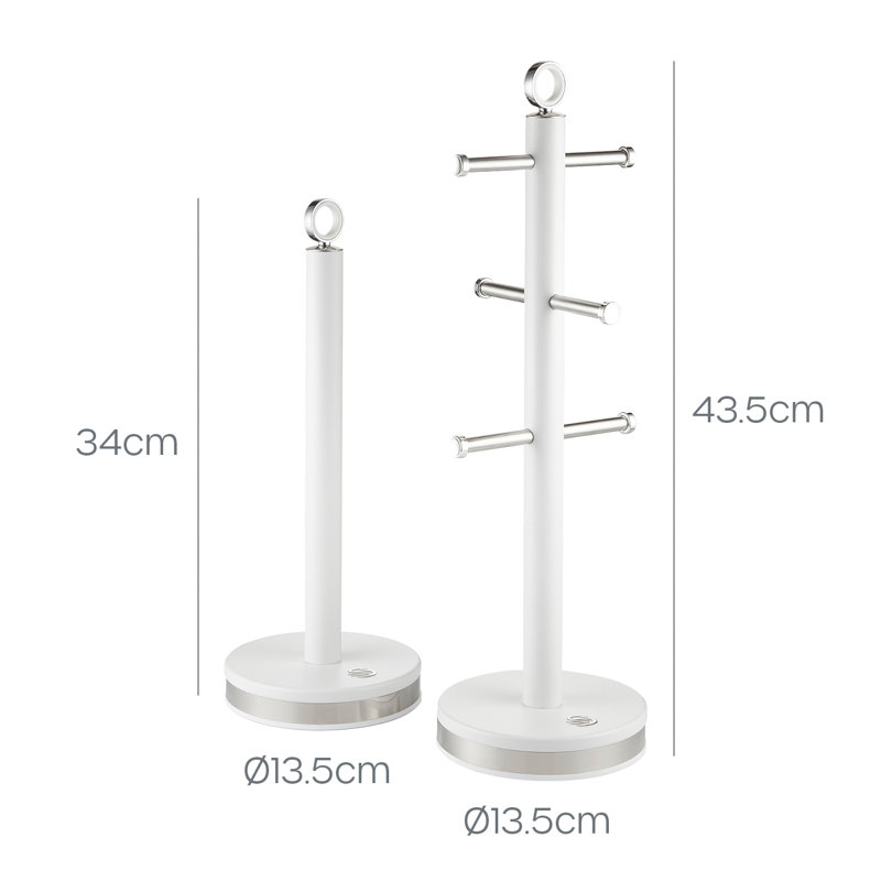 Swan SWKA18537BLK Serenity Towel Pole and Mug Tree Set with Smooth Matt Finish, Stainless Steel Accents and Non-Slip Bases, Black