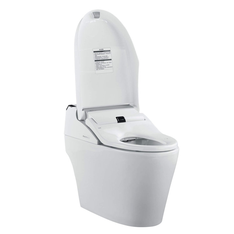Elongated White Ceramic Dual Flush Smart Bidet Toilet