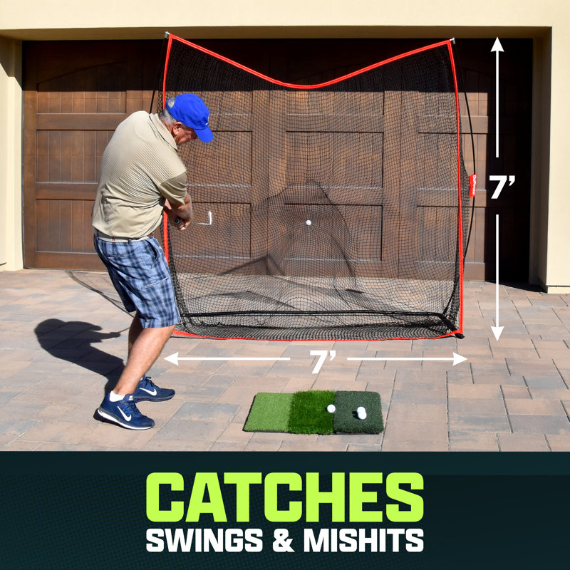 GoSportsGolf Practice Hitting Net - Personal Driving Range for Indoor or Outdoor Swing Practice, 7 x 7 ft