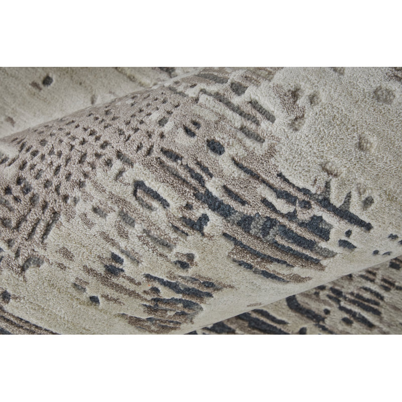 Zarah Hand Tufted Abstract Area Rug, Brown/Tan/Black, Runner 2'6" x 10'