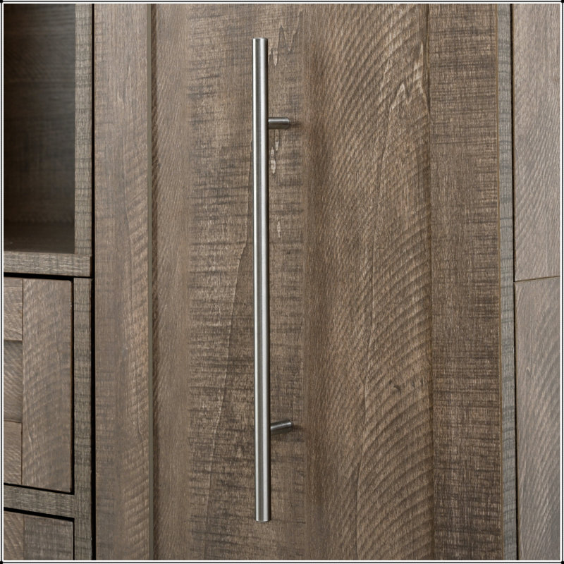 Buffet traditionnel autoportant avec huche, grande armoire de rangement pour garde-manger avec armoire latérale coulissante et tablettes de porte