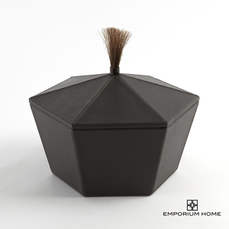 Boîte décorative en cuir Emporium Home, H 11 po x l 13 po x P 11,5 po, Noir