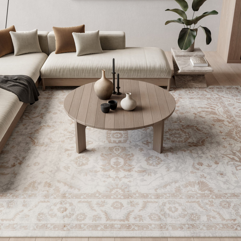 Tapis d'intérieur gris rétro 9 pi x 12 pi Graceanna, Rectangle 9 pi x 12 pi