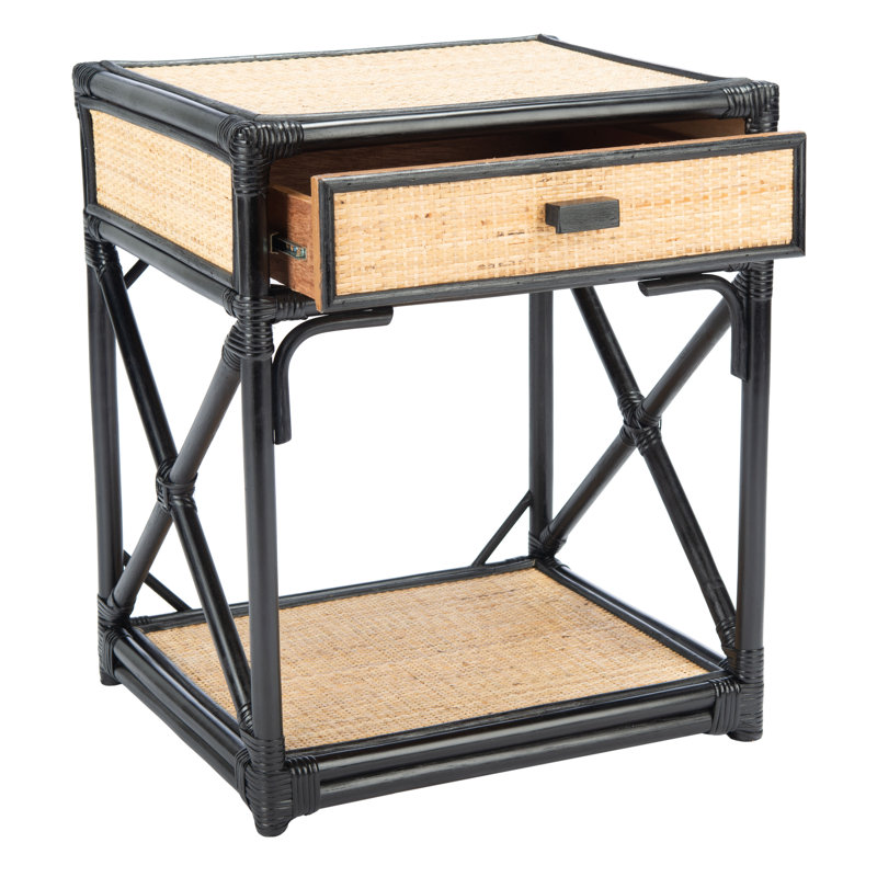 Alvie 18.5'' W Plywood / Laminate Board Nightstand, Black/Natural