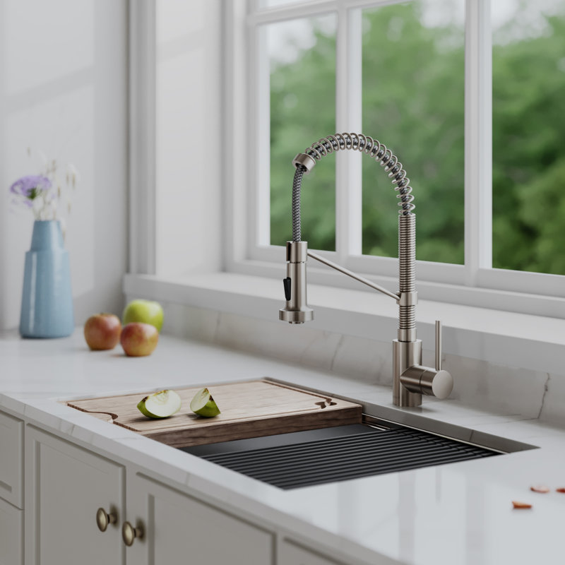 KRAUS Bolden Commercial Style 2-Function Single Handle Pull Down Kitchen Faucet, Spot Free Stainless Steel