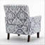 Chaise avec accoudoirs en mélange de polyester à motifs, structure en bois de bouleau massif avec pieds fuselés bruns, chaise d'appoint rembourrée de mousse avec garniture pour le bureau du salon