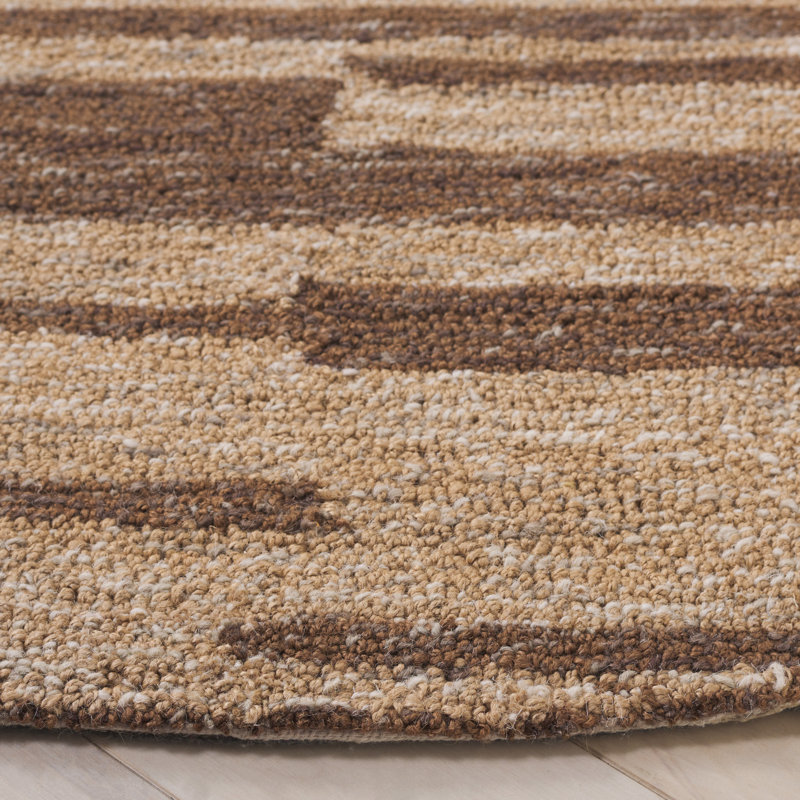 Tapis rayé en jute de coton Esen, Rond 6 pi