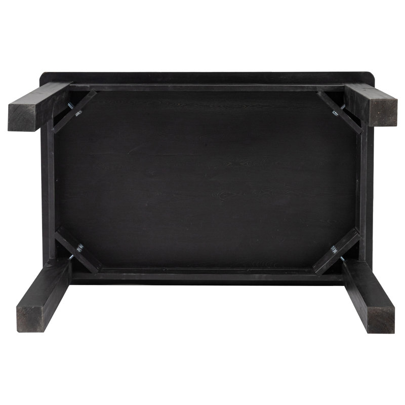 Dejon Rectangular Solid Pine Farmhouse Dining Table, Black Wash, 30"W x 46"L