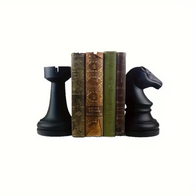 Contemporary Chess Bookends for Office, Home, Living Room, Game Room