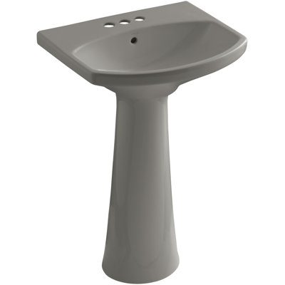 Cimarron® 26.81" Vitreous China U-Shape Pedestal Bathroom Sink with Overflow