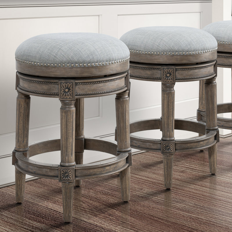 Mehar Swivel Backless Bar & Counter Stool, Weathered Gray, 2, Counter Stool (26'' Seat Height)