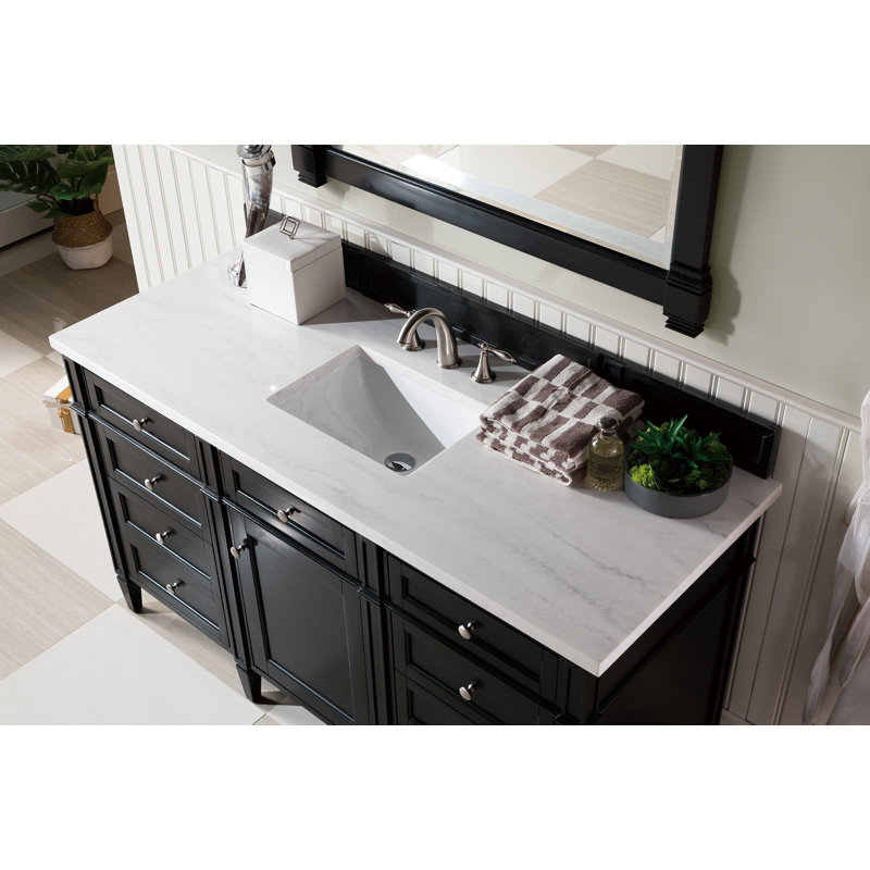 Brittany 60'' W Vanity, Carrara White, Black Onyx, 8" Widespread