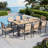 9 Piece Outdoor Patio Set, High Top Patio Bar Set With Round Table  (1.96'' Umbrella Hole)  And 2 Swivel Dining Chairs With Lumbar Pillow, Outdoor Set For Backyard, Poolside,  Patio