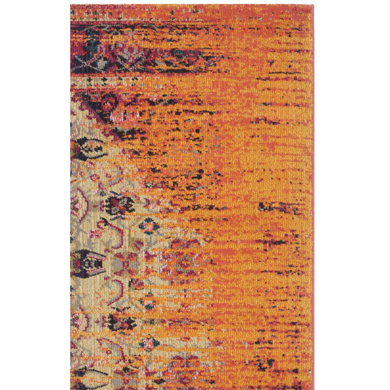 Tapis à motif oriental orange / multicolore Hertzler, Rectangle 11 pi x 15 pi