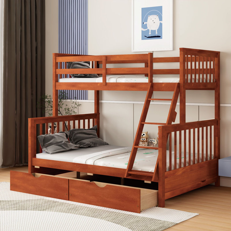 Fortunate Kids Twin Over Full Bunk Bed, Walnut