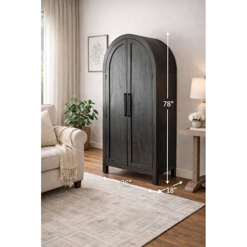 Black Assembled Storage Arch Cabinet
