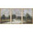 Lake River Landscape "Pastoral Nature Inspired Artwork, Rustic Serene Countryside Wall Pictures, Framed Canvas Giclée Print 3 Pieces Wall Art" 16"x24"x3 pcs, 24"x36"x3 pcs-91875250-91875252