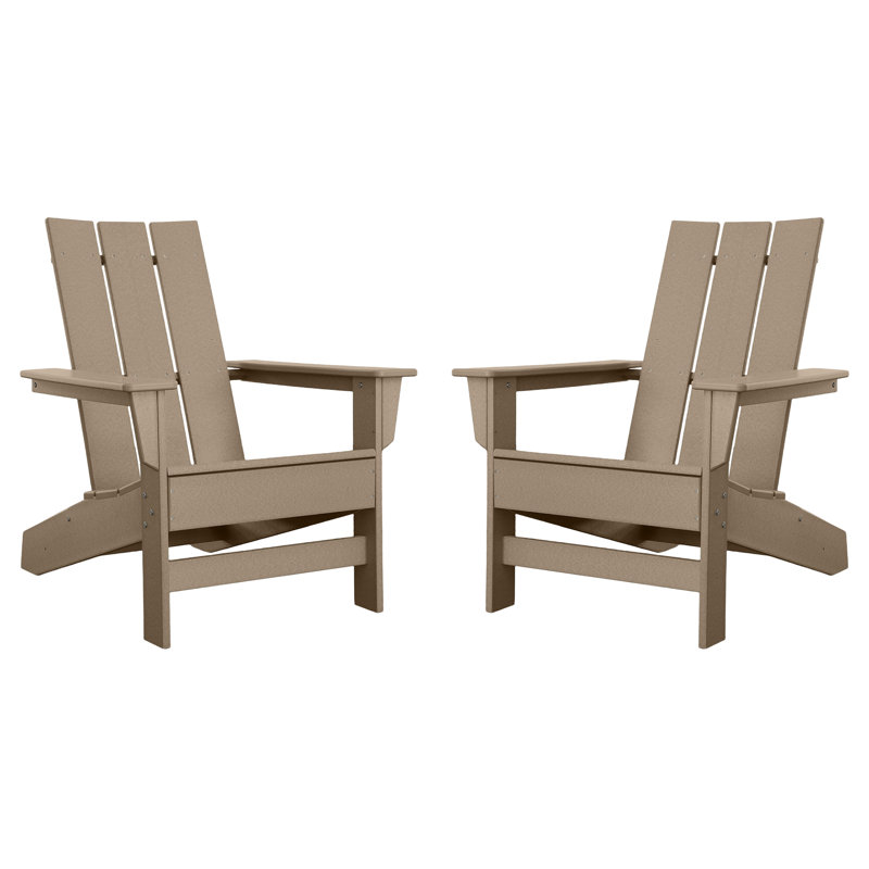 Ratcliff All-Weather HDPE Adirondack Chair Set of 2, Weathered Wood