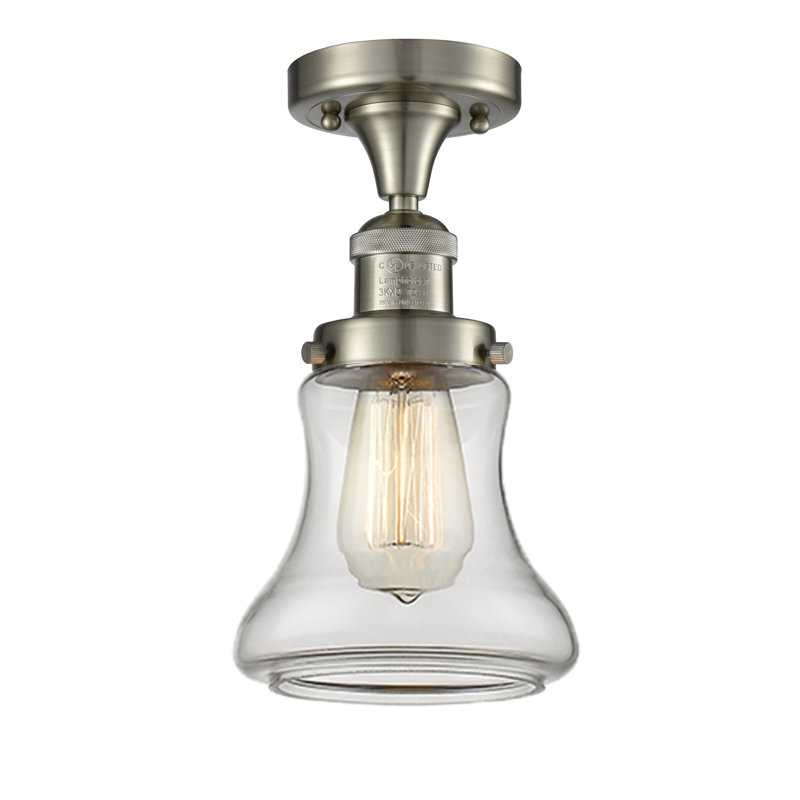 Plafonnier semi-encastré à 1 lumière Edda, Transparent, Ampoule DEL 6 watts Vinage, Nickel satiné brossé