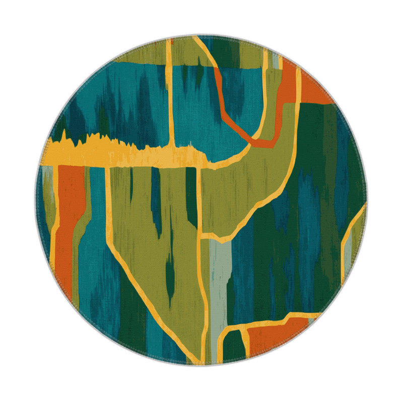 Verdant Wave Indoor And Outdoor Area Rug, Round 5'