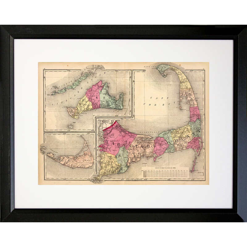 «1871 Cape Cod Map», impression encadrée