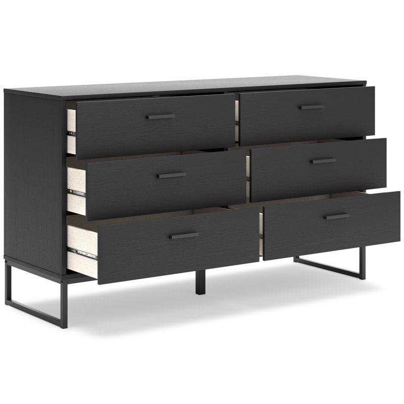 Bosnjak 59.02'' W 6 - Drawer Dresser, Black