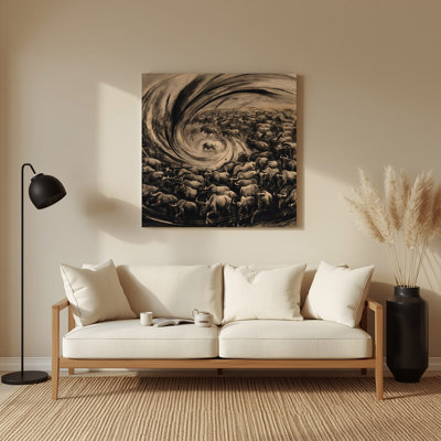 Faune, gnou, art mural gris en métal