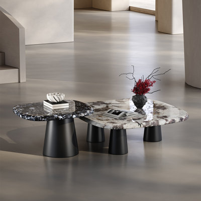 Modern minimalist marble coffee table set