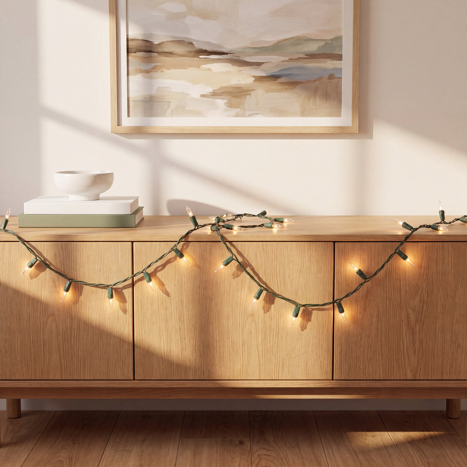 100-Light Warm LED Christmas String Lights, Warm White, 100