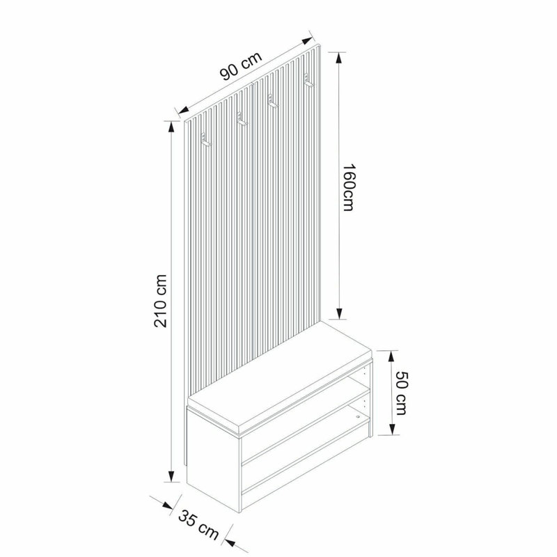 Modern Hall Stand, Anthracite, 35.4 x 82.7 x 13.8 inches | 100% Melamine Coated Particle Board, Thickness: 0.7 inches | Stylish Storage Solution for Entryway, Novelty Geometric Design, Durable and Functional
