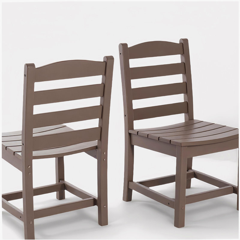 Chaises d'extérieur sans accoudoirs couleur bois - PEHD ensemble de 2 matériaux, Antique Dark Oak