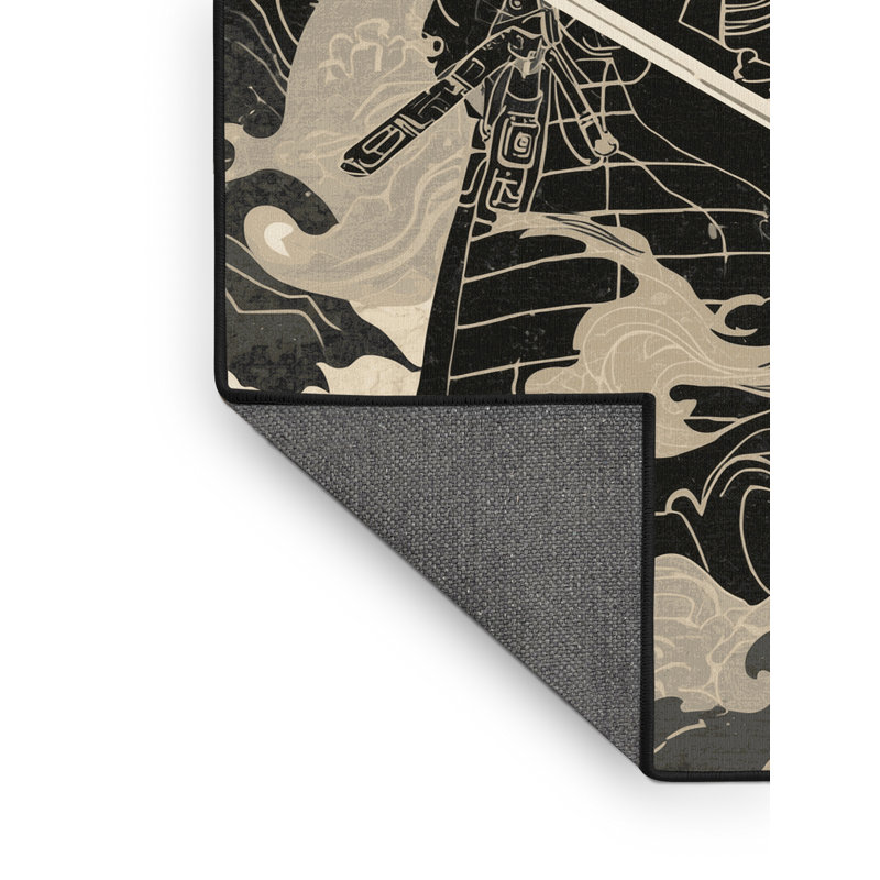 Tapis beige moelleux doux et moelleux Dunmire Shogun Warrior, 6 X 9