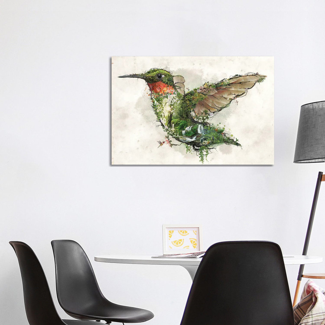Ruby Throated Hummingbird by Barrett Biggers - Wrapped Canvas Print