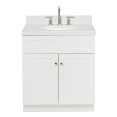 Abell 30 In. Bathroom Vanity With Carrara White Quartz Countertop 1.5 Edge In White