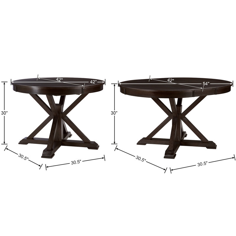 Table de salle à manger ronde et ovale extensible, Brun