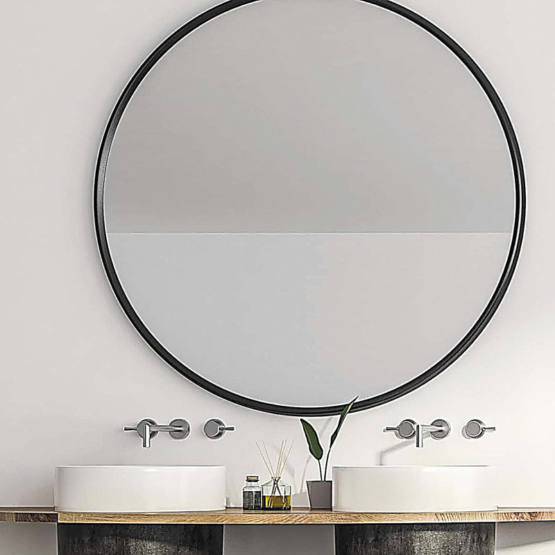 Miroir de salle de bain 36 po, 36 po x 36 po, Noir, noir, noir, noir