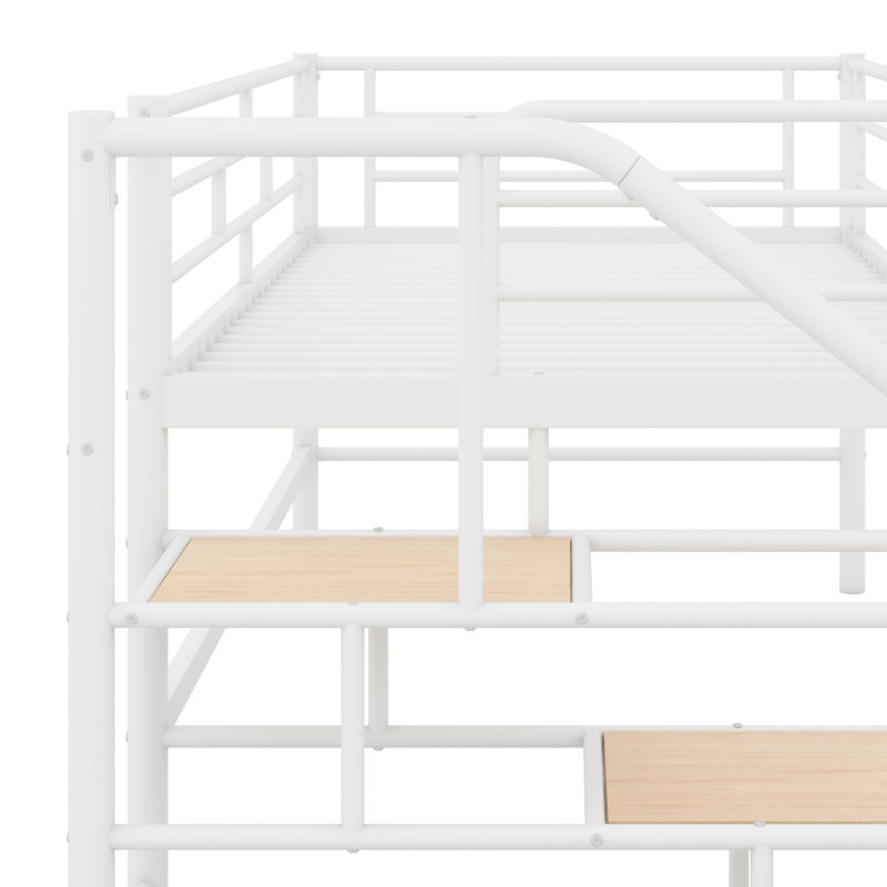 Maximisez l'espace au sol avec un lit mezzanine simple, des escaliers de rangement intégrés et une structure en métal robuste