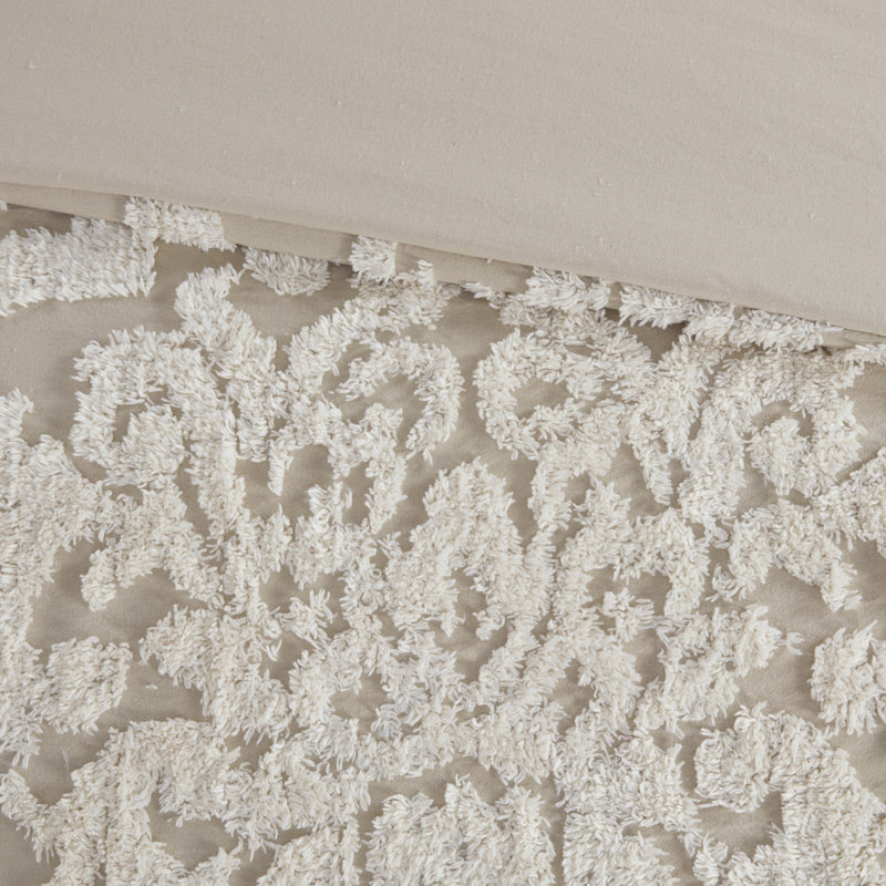 Ensemble de literie de qualité supérieure en chenille de coton pour très grand lit taupe
