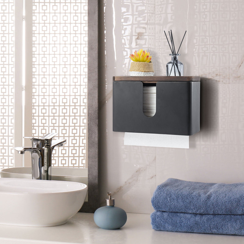 Metal and Wood Wall Paper Towel Holder