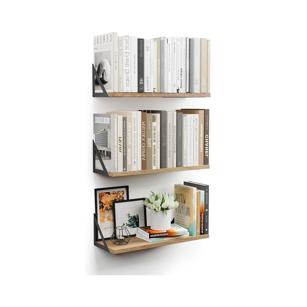 Wall Mounted Floating Book Shelves For Wall Set Of 3, Shelf Bookshelf