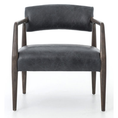 Berthe Oak Genuine Leather Armchair