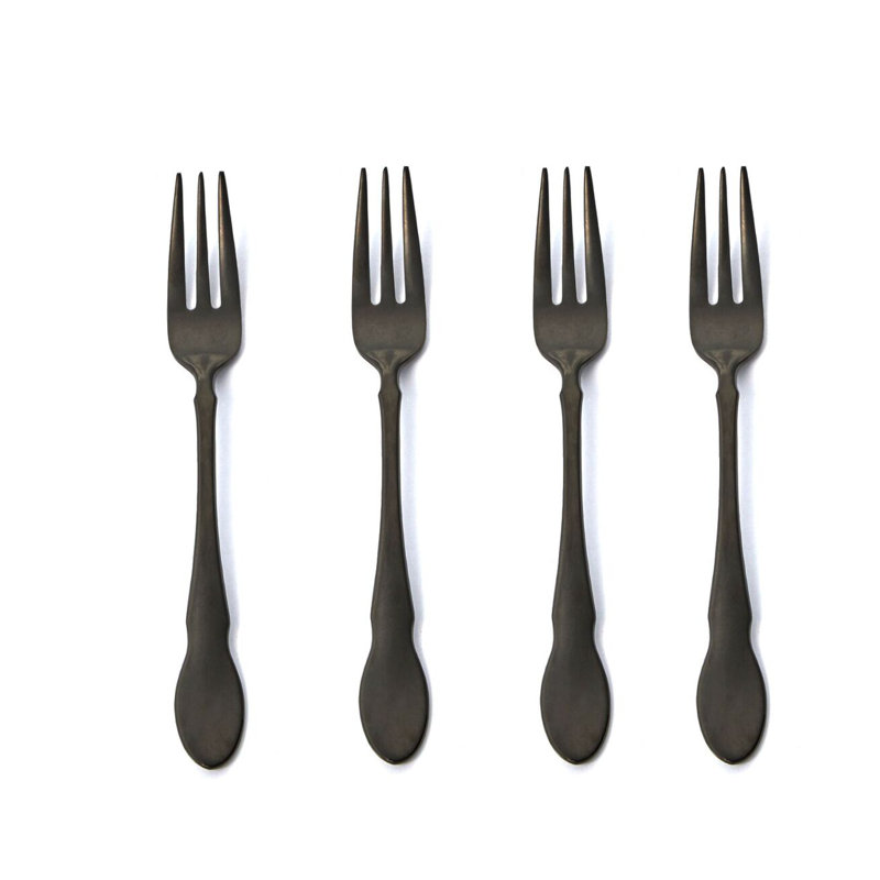 Fourchette à cocktail en ébène 4 pièces , Noir ébène