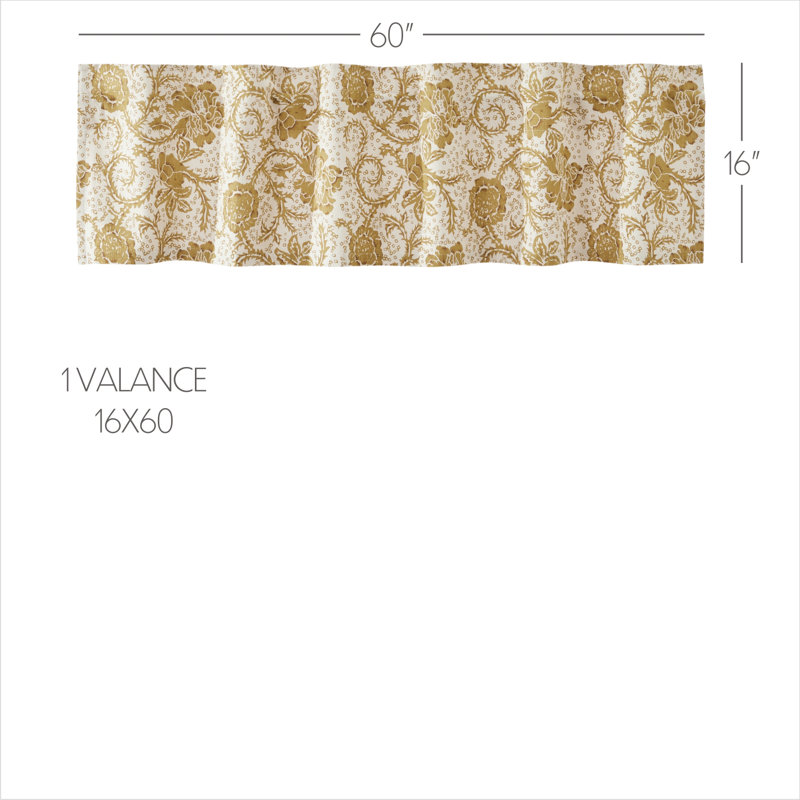 Cotton Floral Tailored Window Valance, 16" H x 60" W