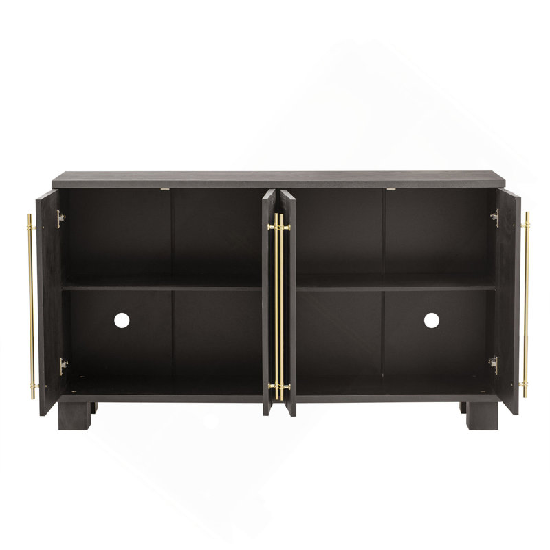 Sideboard Buffet Cabinet with Storage, Wood Sideboard with Adjustable Shelves and Gold Handles for Kitchen, Dining Room and Living Room