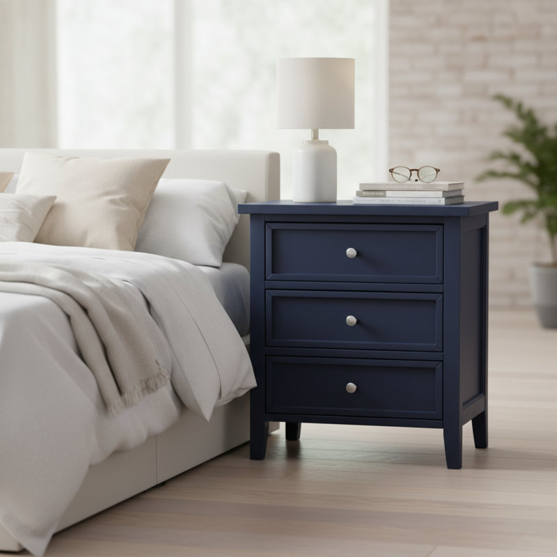 Ainis 3-Drawer Nightstand, Blue